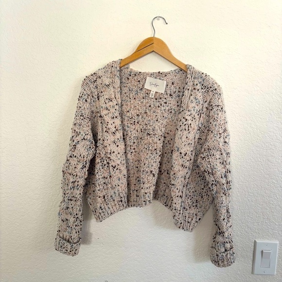 Jessica Simpson Cream and Gray Textured Knit Cardigan - Picture 1 of 8